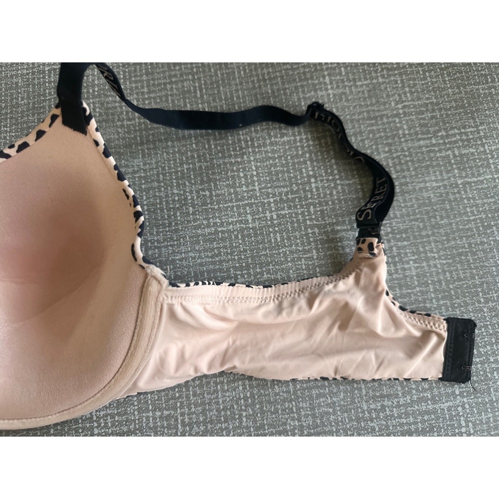 Victoria's Secret Leopard Print T-Shirt Bra Logo Straps Tan Black 36C - Picture 7 of 10
